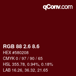 カラーコード: RGB 88 2.6 8.6 | qconv.com