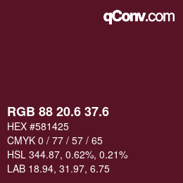 カラーコード: RGB 88 20.6 37.6 | qconv.com