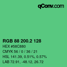 カラーコード: RGB 88 200.2 128 | qconv.com