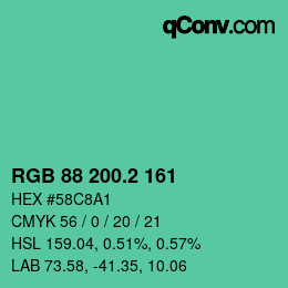 カラーコード: RGB 88 200.2 161 | qconv.com