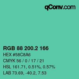 カラーコード: RGB 88 200.2 166 | qconv.com