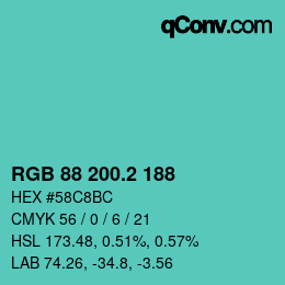 カラーコード: RGB 88 200.2 188 | qconv.com