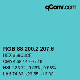 カラーコード: RGB 88 200.2 207.6 | qconv.com