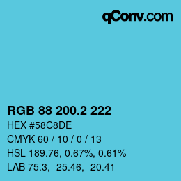 カラーコード: RGB 88 200.2 222 | qconv.com