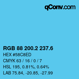 カラーコード: RGB 88 200.2 237.6 | qconv.com
