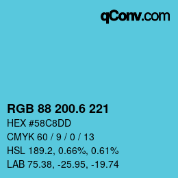 カラーコード: RGB 88 200.6 221 | qconv.com
