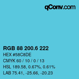 カラーコード: RGB 88 200.6 222 | qconv.com