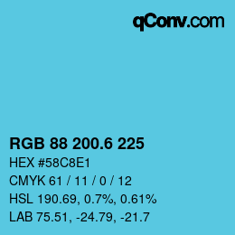 カラーコード: RGB 88 200.6 225 | qconv.com