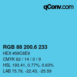 カラーコード: RGB 88 200.6 233 | qconv.com