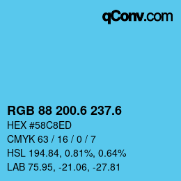 カラーコード: RGB 88 200.6 237.6 | qconv.com
