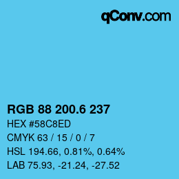 カラーコード: RGB 88 200.6 237 | qconv.com