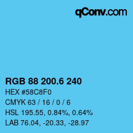 カラーコード: RGB 88 200.6 240 | qconv.com
