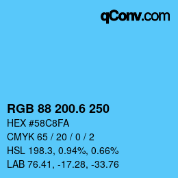 カラーコード: RGB 88 200.6 250 | qconv.com
