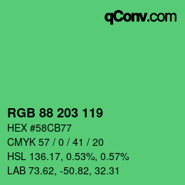 Farbcode: RGB 88 203 119 | qconv.com