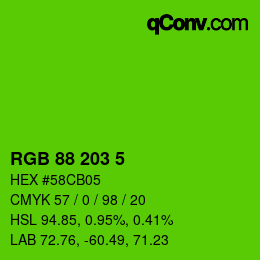 Código de color: RGB 88 203 5 | qconv.com