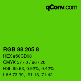 カラーコード: RGB 88 205 8 | qconv.com