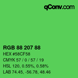 Farbcode: RGB 88 207 88 | qconv.com