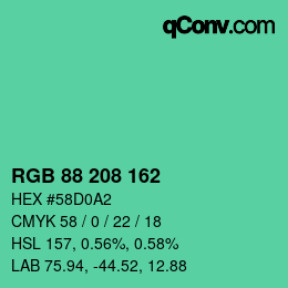 颜色代码: RGB 88 208 162 | qconv.com