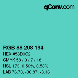 Farbcode: RGB 88 208 194 | qconv.com