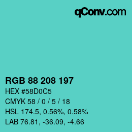Farbcode: RGB 88 208 197 | qconv.com
