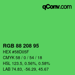 颜色代码: RGB 88 208 95 | qconv.com