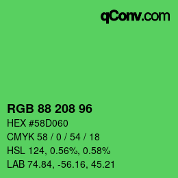 Farbcode: RGB 88 208 96 | qconv.com