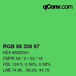 Color code: RGB 88 208 97 | qconv.com