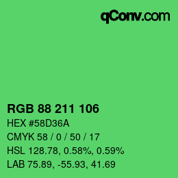 Farbcode: RGB 88 211 106 | qconv.com