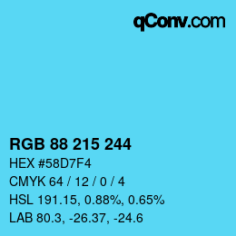 カラーコード: RGB 88 215 244 | qconv.com