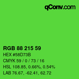 Color code: RGB 88 215 59 | qconv.com