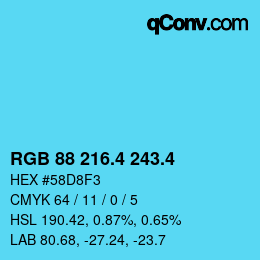カラーコード: RGB 88 216.4 243.4 | qconv.com