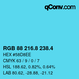 カラーコード: RGB 88 216.8 238.4 | qconv.com