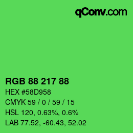 Color code: RGB 88 217 88 | qconv.com