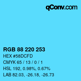 カラーコード: RGB 88 220 253 | qconv.com