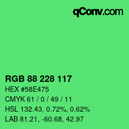 Farbcode: RGB 88 228 117 | qconv.com