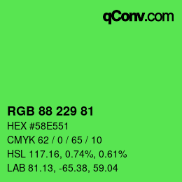 Color code: RGB 88 229 81 | qconv.com