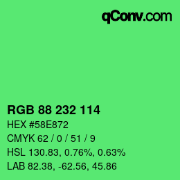 Color code: RGB 88 232 114 | qconv.com