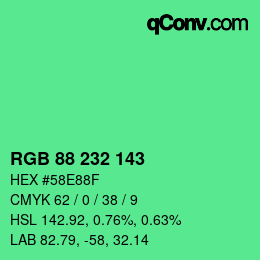 Color code: RGB 88 232 143 | qconv.com