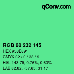 Color code: RGB 88 232 145 | qconv.com