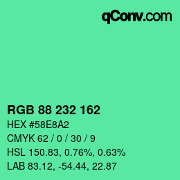 Color code: RGB 88 232 162 | qconv.com