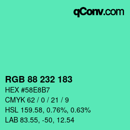 Color code: RGB 88 232 183 | qconv.com