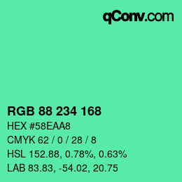 Color code: RGB 88 234 168 | qconv.com
