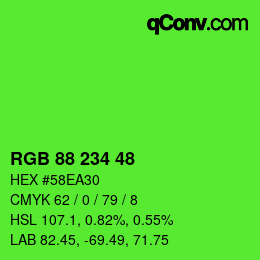 Color code: RGB 88 234 48 | qconv.com