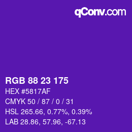 Color code: RGB 88 23 175 | qconv.com
