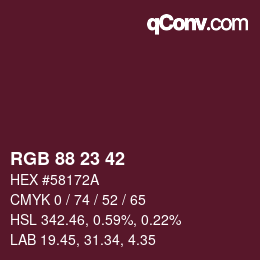 Color code: RGB 88 23 42 | qconv.com