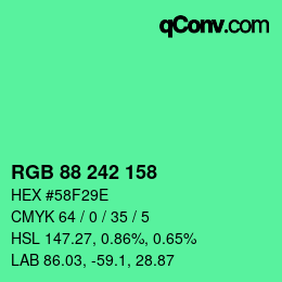 Color code: RGB 88 242 158 | qconv.com