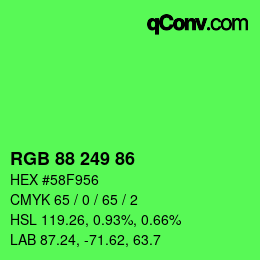 Color code: RGB 88 249 86 | qconv.com