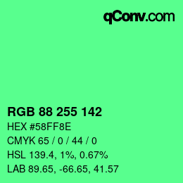 Color code: RGB 88 255 142 | qconv.com