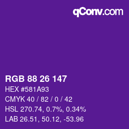 Color code: RGB 88 26 147 | qconv.com