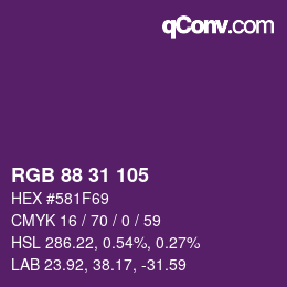 Color code: RGB 88 31 105 | qconv.com